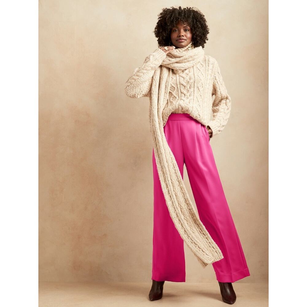 Banana Republic Satin Wide Leg Pants Pink LT Tall 34” Inseam - Picture 5 of 16